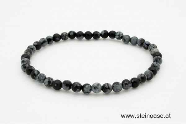 Armband Schneeflocken-Obsidian 4mm